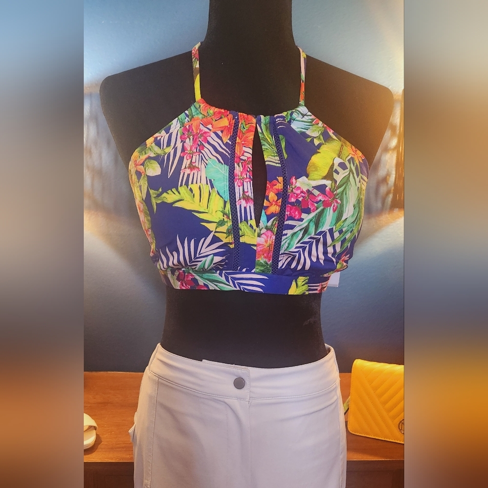 Liz Claiborne Swimwear Blue Crop Halter Top Size 14